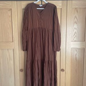 Long sleeve Brown Maxi Dress